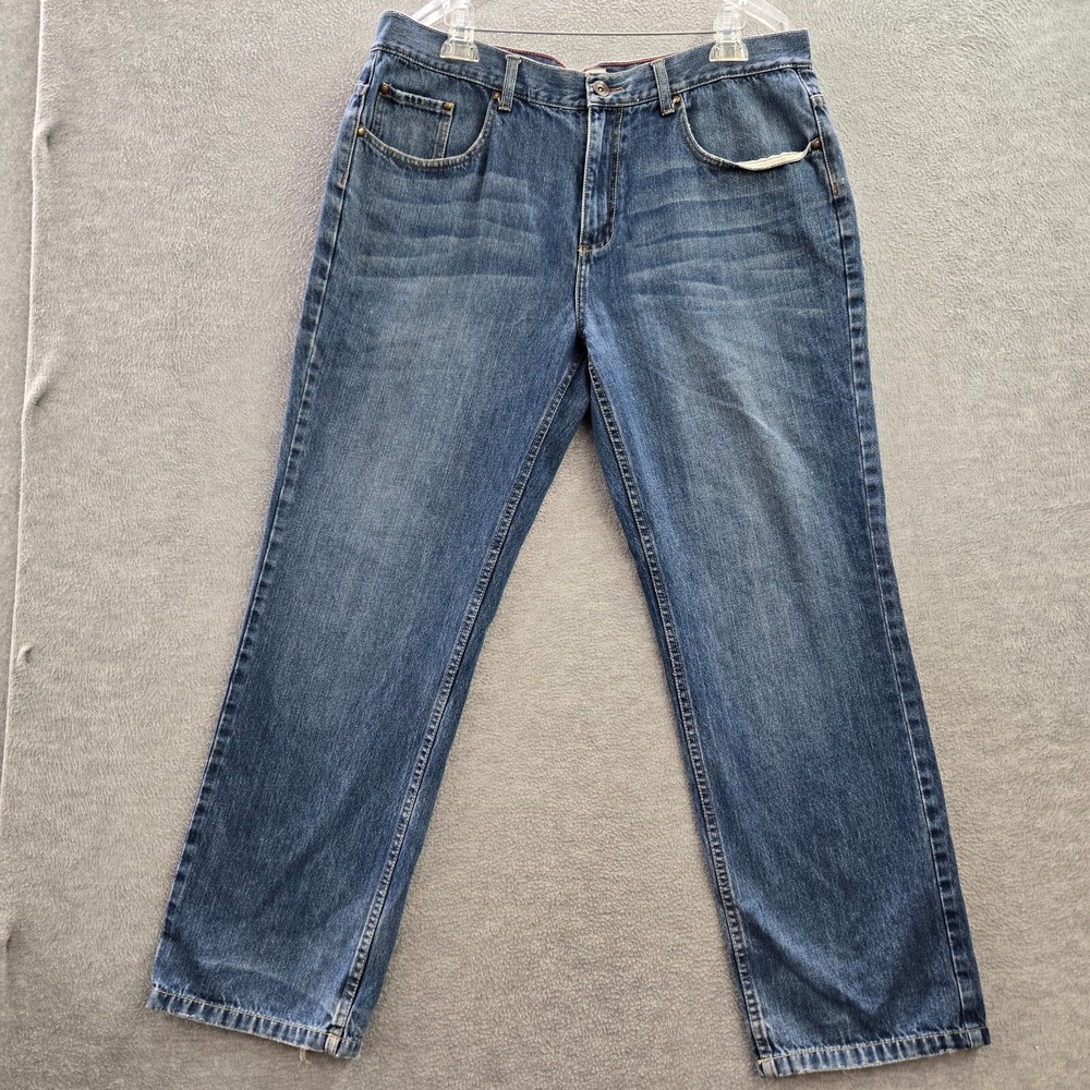 Anchor Blue Men Jeans 38x32 Blue Denim Straight Medium Wash Pockets READ